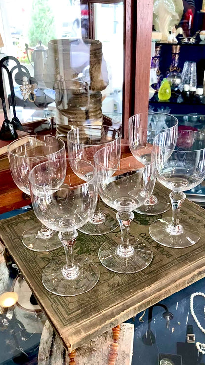 Set of Six Vintage 1960s Baccarat France Normandie Claret Crystal Wine Glasses