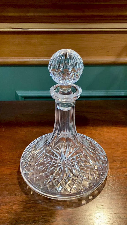 Vintage Waterford Clear Crystal Lismore Ships Decanter Barware
