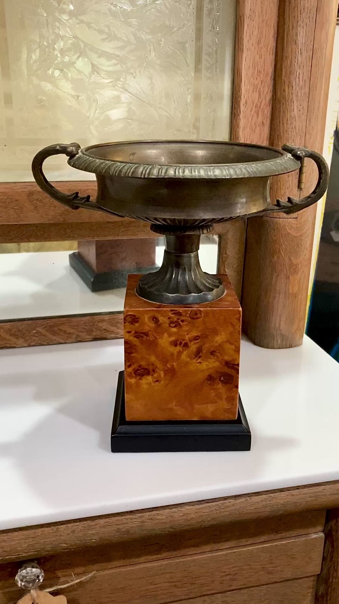Vintage 1980's Reproduction Antique Grand Tour Style Pedestal Bronzed Urn