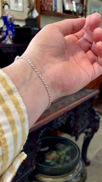 Radiant Italian 925 Sterling Silver Twisted Rope 7-Inch Chain Bracelet
