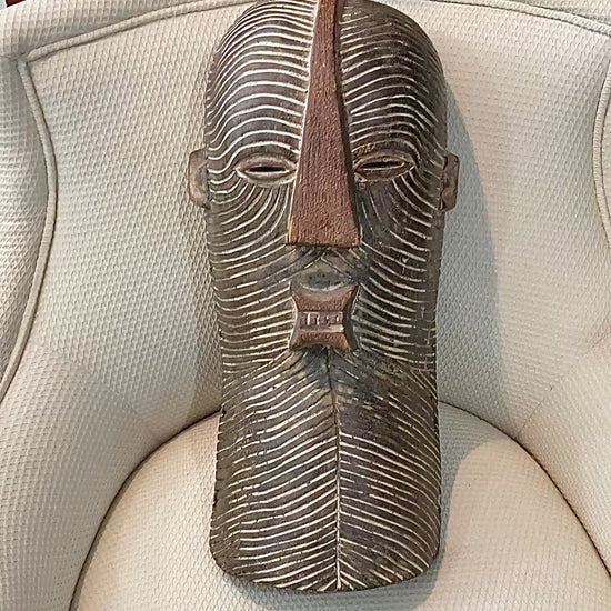 20th Century Vintage African Songye Kifwebe Hand Carved Wooden Mask