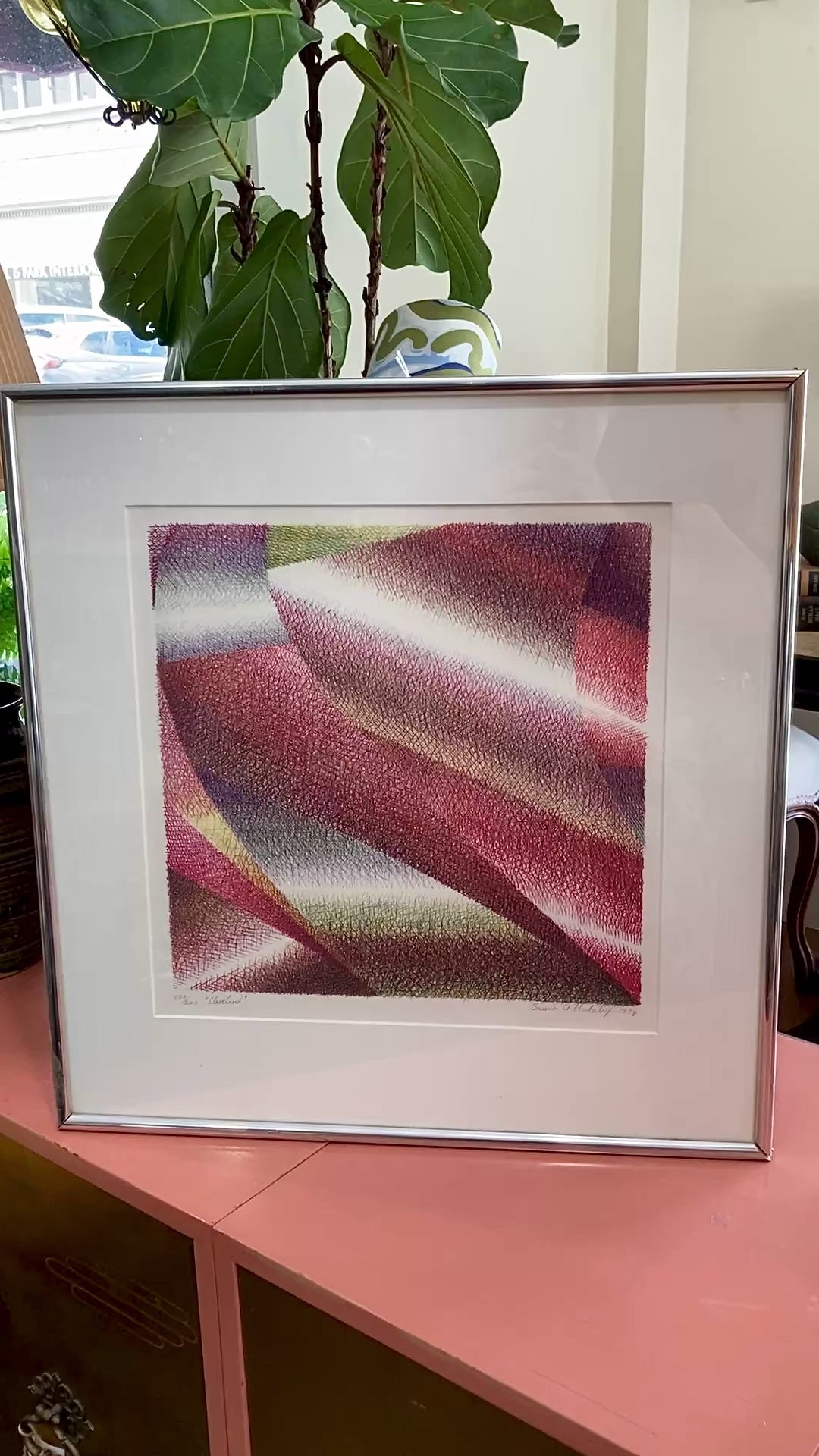 Vintage 1974 Samia A Halaby "Cleveland" Limited Edition Framed Lithograph