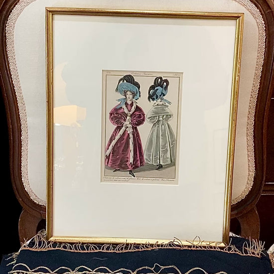 Framed Antique French 19th Century 1831 Parisian Fashion Plate Print