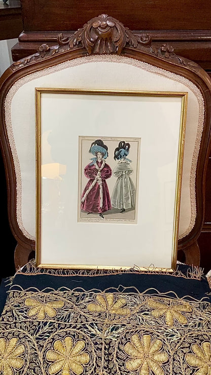 Framed Antique French 19th Century 1831 Parisian Fashion Plate Print