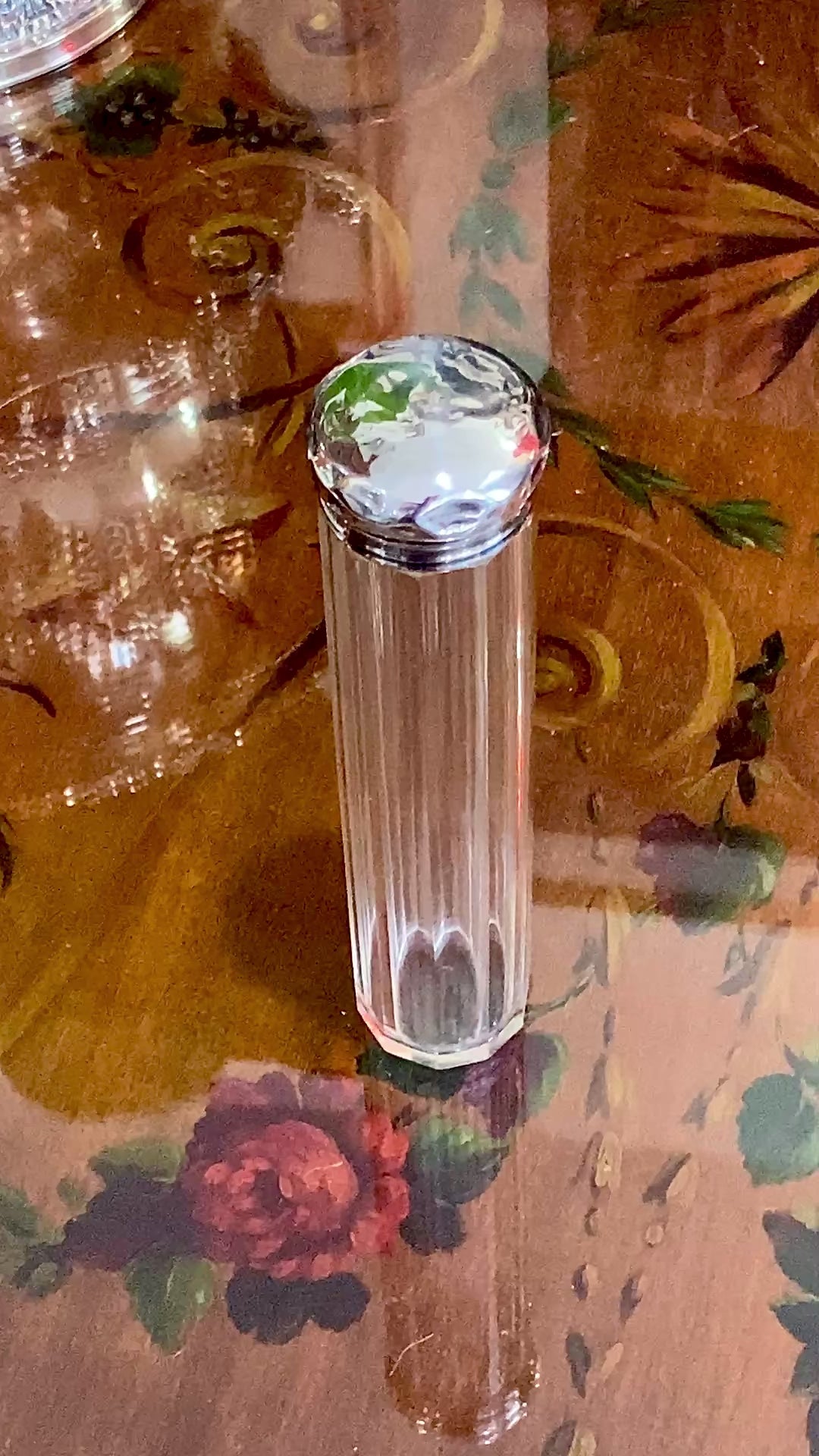 Antique 1904 Victorian Thomas Ingleton Sterling Silver Clear Glass Cylinder Vanity Jar