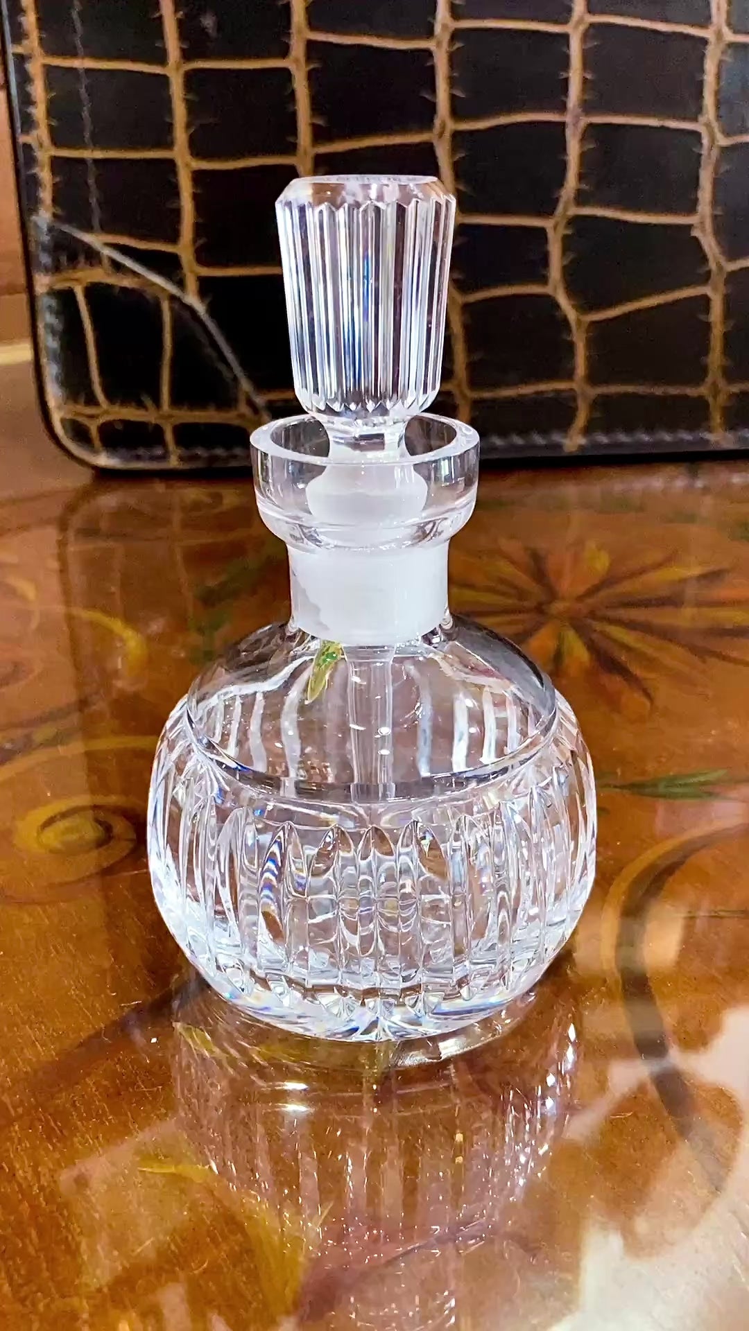 Vintage Waterford Hand Cut Clear Crystal Perfume Scent Bottle