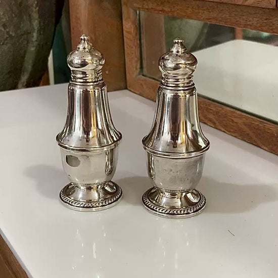 Vintage Sterling Silver Glass Lined Maurice Duchin Salt & Pepper Shakers