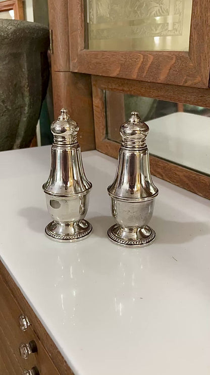 Vintage Sterling Silver Glass Lined Maurice Duchin Salt & Pepper Shakers