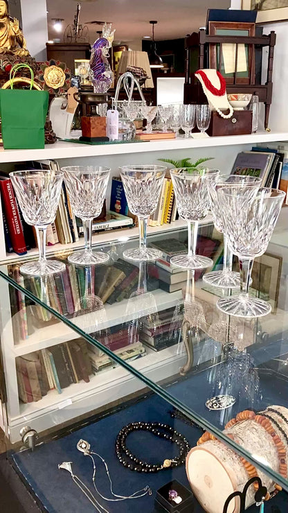 Set of Six Vintage Waterford Clear Crystal Lismore Stemmed Wine Glasses