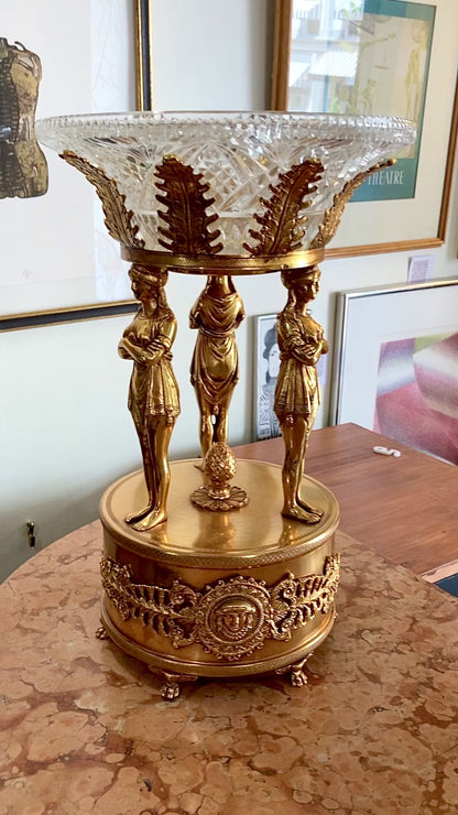 Vintage Neoclassical Style Hollywood Regency 1960s Figural Centerpiece Bowl