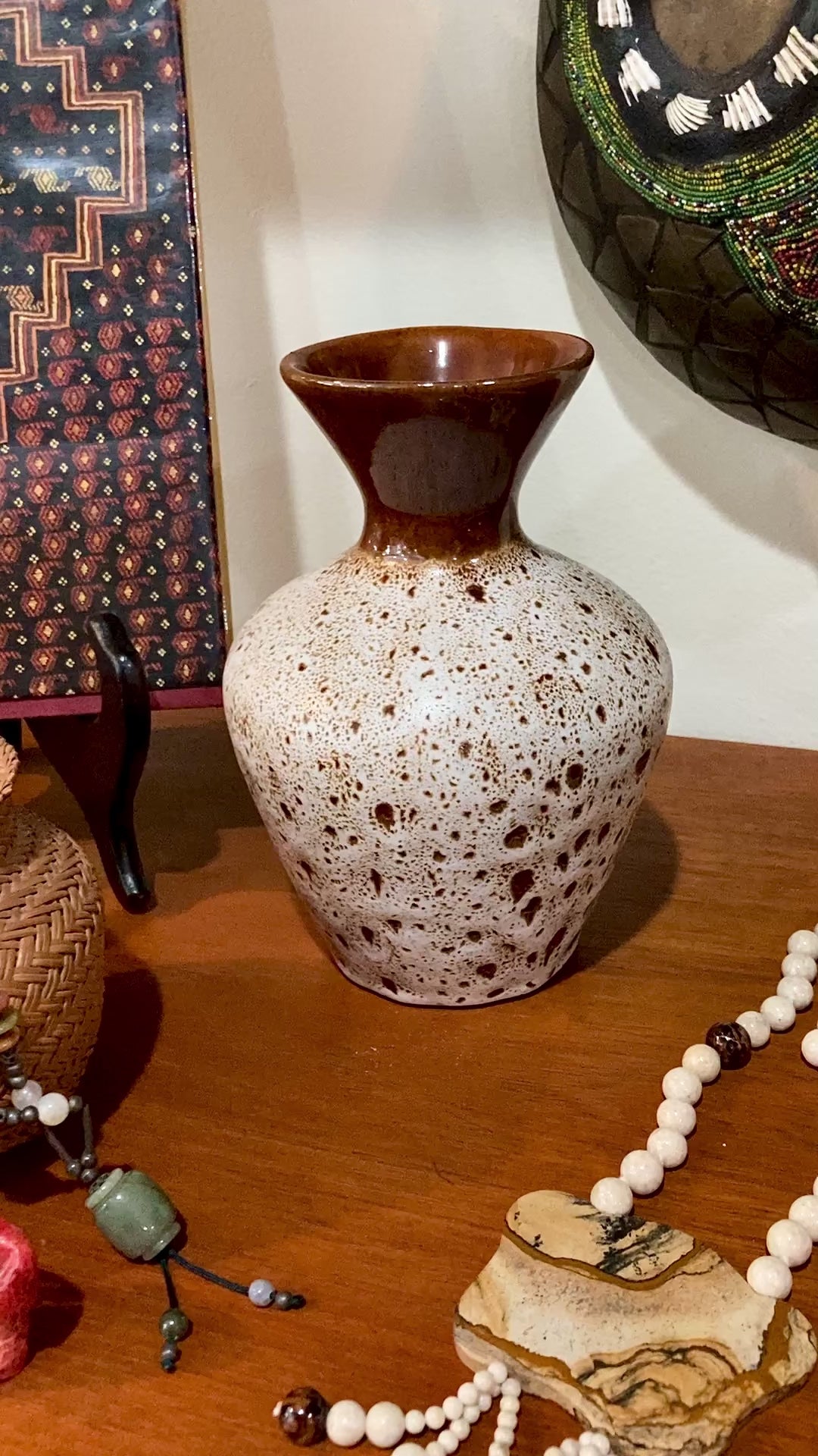 Vintage Pigeon Forge Hand Potted Speckled Glaze Ceramic Earthenware Vase