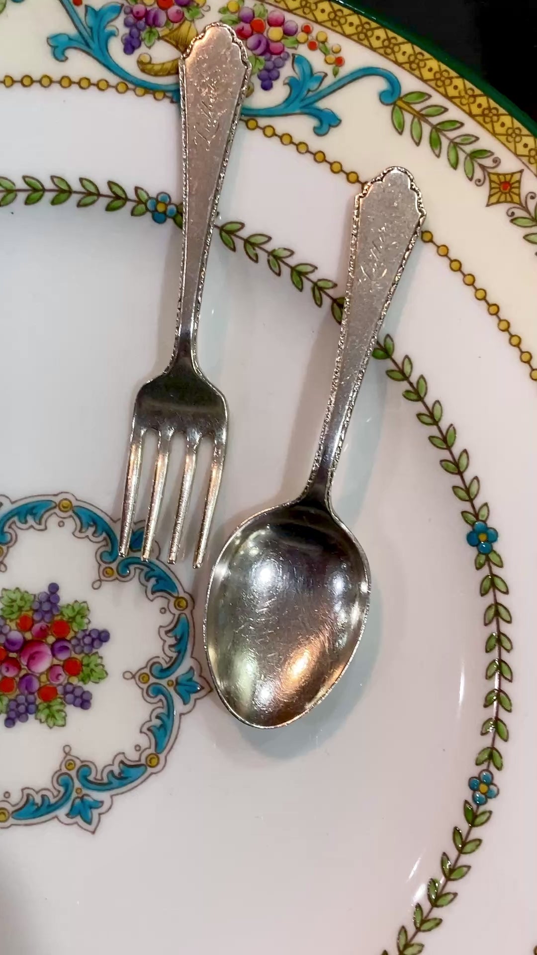 Vintage Treasure Sterling Silver Engraved Baby Silverware Spoon Fork Set
