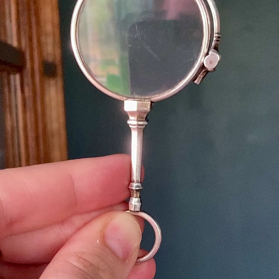 Antique Sterling Silver Lorgnettes Foldable Magnifying Reading Glasses