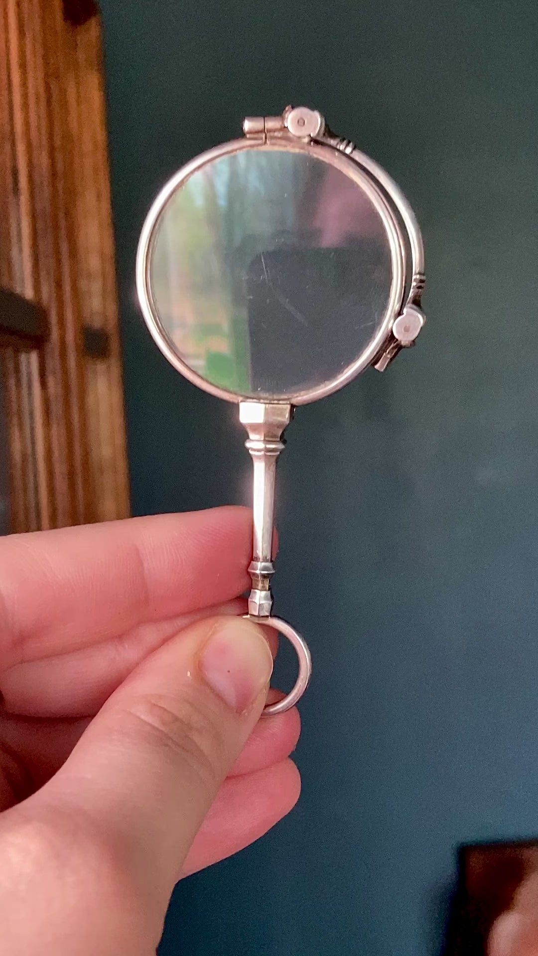 Antique Sterling Silver Lorgnettes Foldable Magnifying Reading Glasses