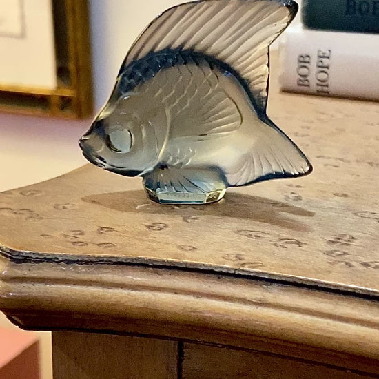 Vintage Lalique France Frosted Grey Crystal Angel Fish Small Figurine Video