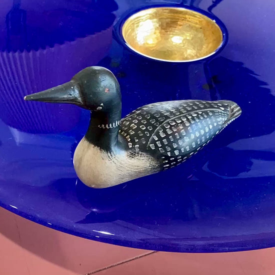 Vintage 1989 Norman Scott Hand Painted Miniature Wooden Loon Duck Decoy