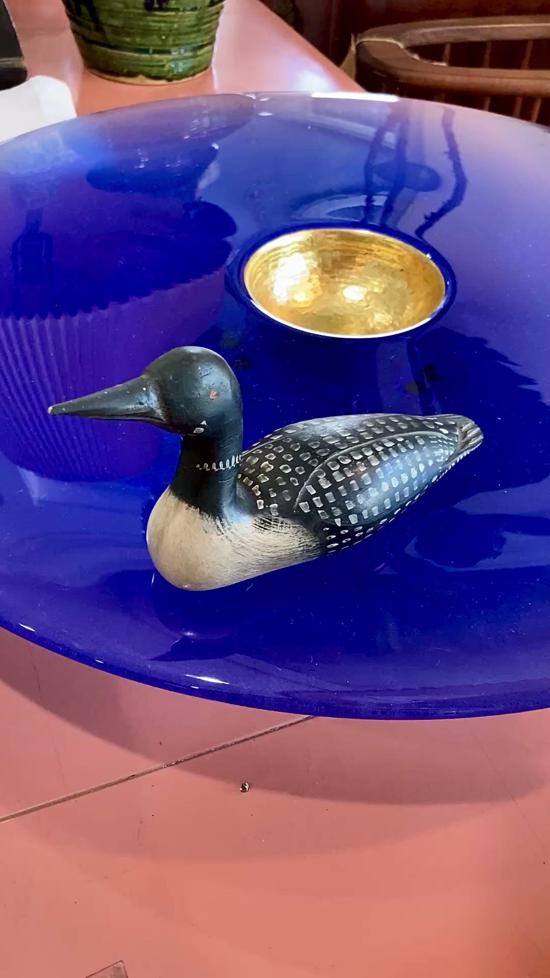 Vintage 1989 Norman Scott Hand Painted Miniature Wooden Loon Duck Decoy