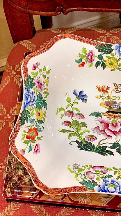 Antique 1850s Wedgwood Enameled Multicolor Floral Footed Compote Dish Video