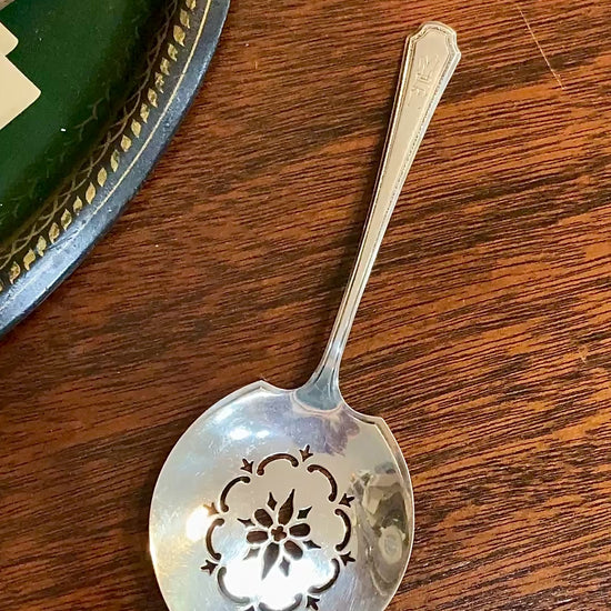 Antique Sterling Silver Engraved Tomato Serving Spoon