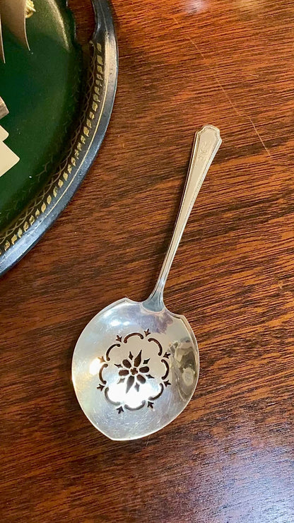 Antique Sterling Silver Engraved Tomato Serving Spoon