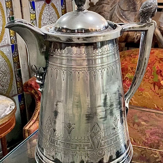Beautiful Antique C1870 Silver Plated Cold Water Meriden Tankard Pitcher