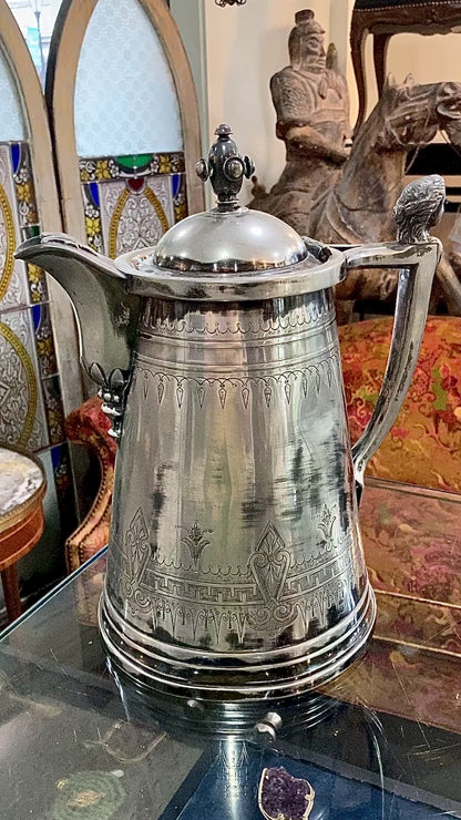 Beautiful Antique C1870 Silver Plated Cold Water Meriden Tankard Pitcher