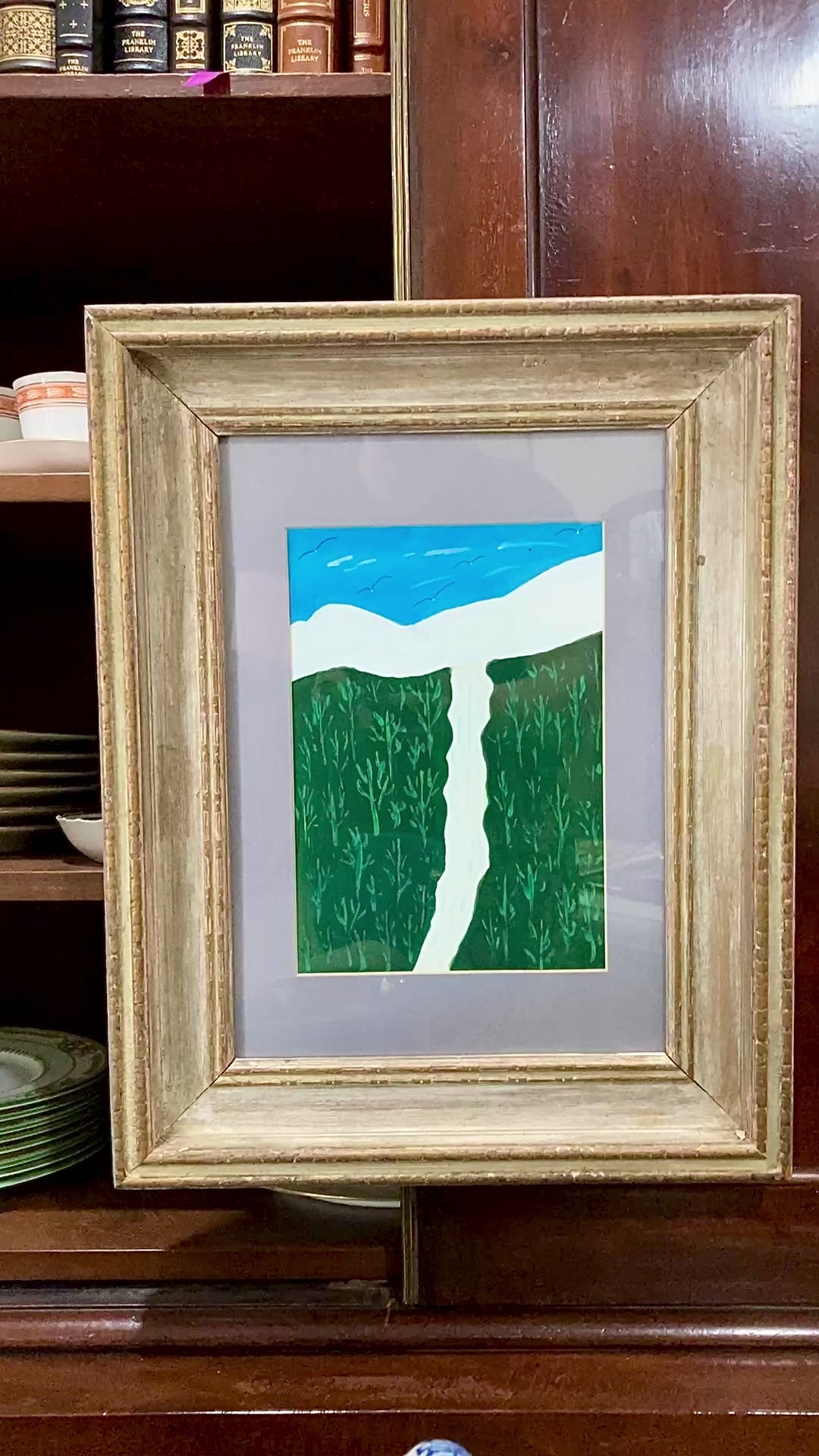 Vintage Lola K Isroff (1909-2000) Original River Landscape Framed Painting