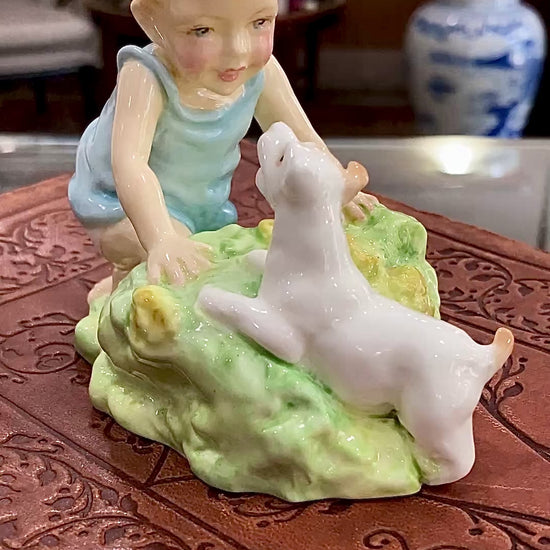 Vintage 1950's "Two Babies" Boy Dog Royal Worcester England Porcelain Figurine