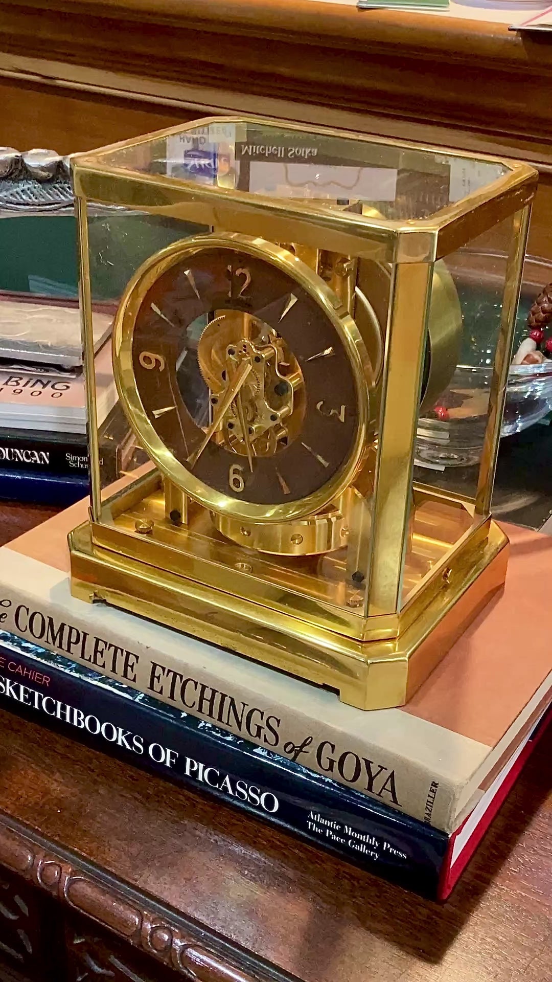 Vintage Jaeger‑LeCoultre Brass Glass Swiss Atmos Clock