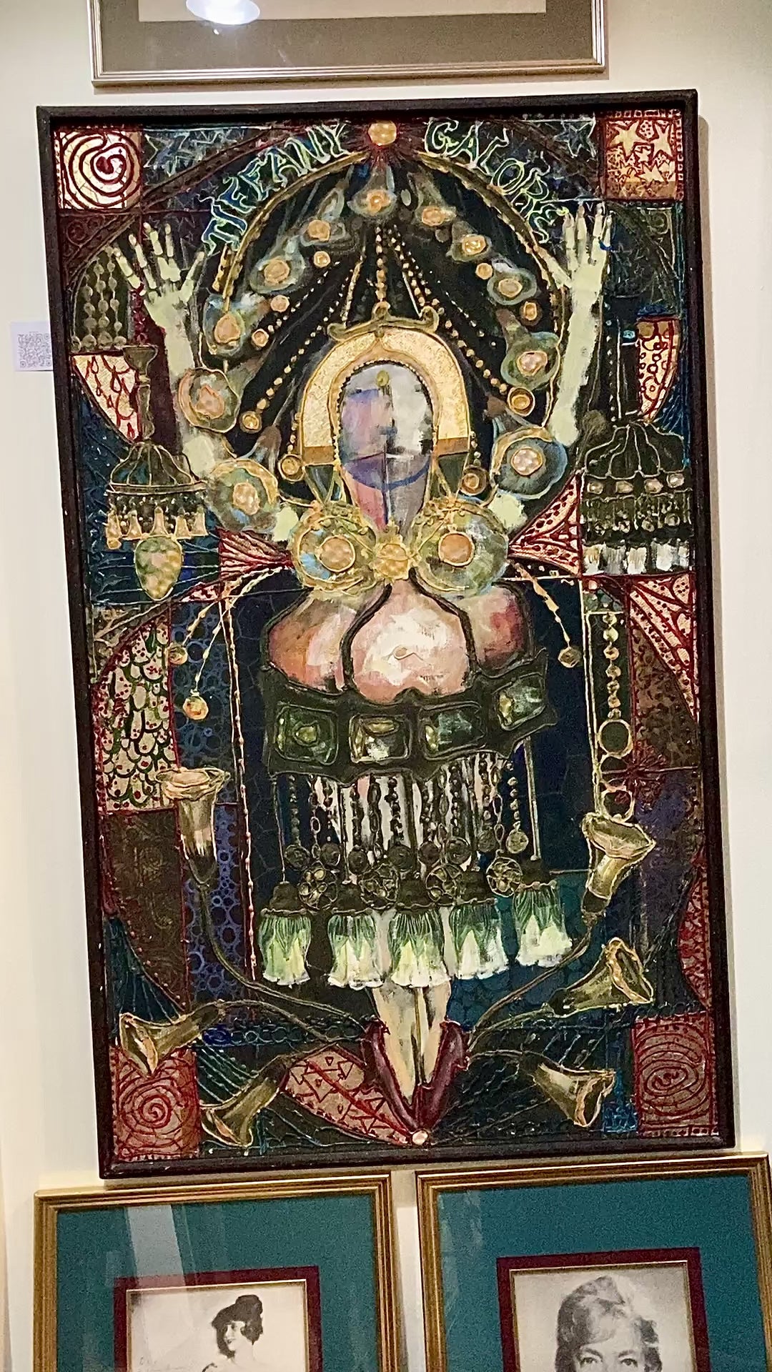 Vintage Mixed Media Portrait of Cleveland Bernice Kent Framed Canvas Painting