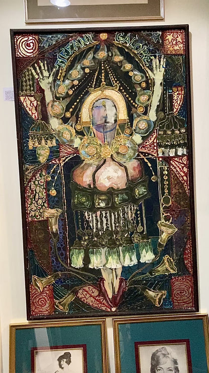 Vintage Mixed Media Portrait of Cleveland Bernice Kent Framed Canvas Painting