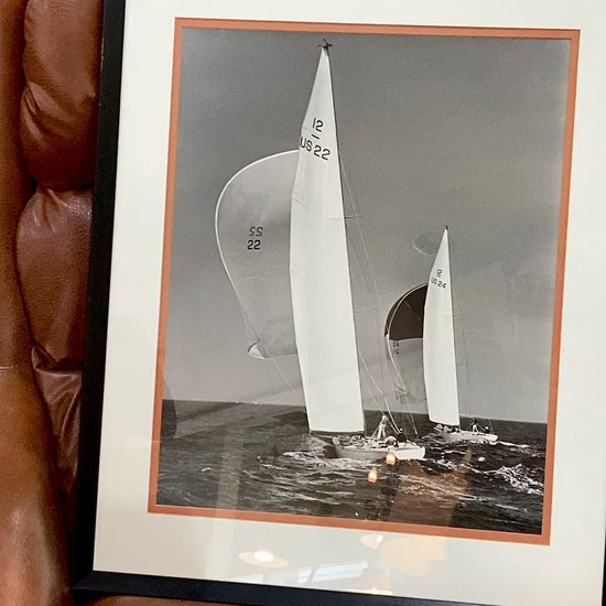 Vintage Stanley Rosenfeld Black & White Sailing Two Boat Framed Photograph Video