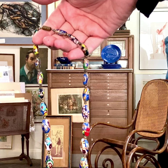 Vintage Venetian Murano Millefiori Multicolor Graduated Glass Bead Necklace Video