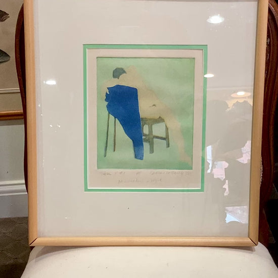 Vintage Kathleen McCarthy Abstract Nude Male Artist Proof Framed Aquatint