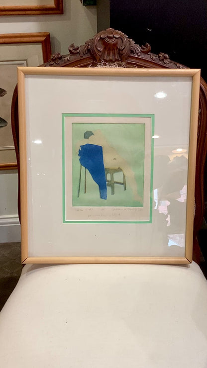 Vintage Kathleen McCarthy Abstract Nude Male Artist Proof Framed Aquatint