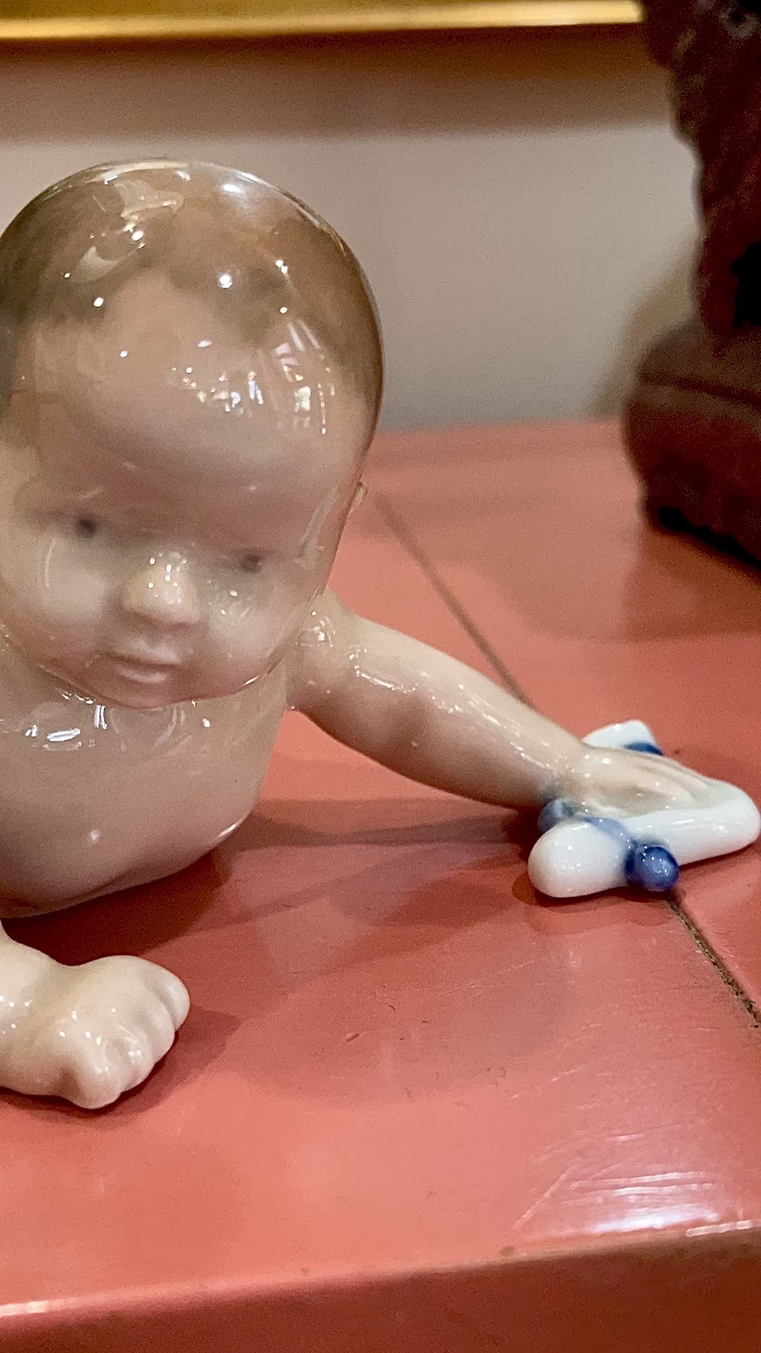 Vintage Royal Copenhagen Porcelain Baby #1739 Tummy Time Figurine