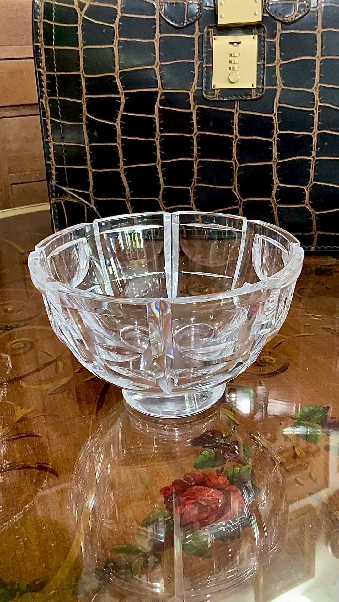 Vintage Orrefors Sweden Thousand Windows Clear Crystal 8 Inch Serving Bowl