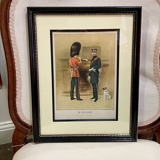 Antique J. S. Virtue "The Scots Guards" Military Print Framed Color Lithograph