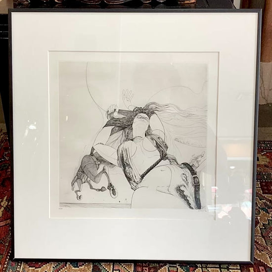 Vintage Woman And Horse Philippe Mohlitz (1941-2019) Black & White Framed Etching