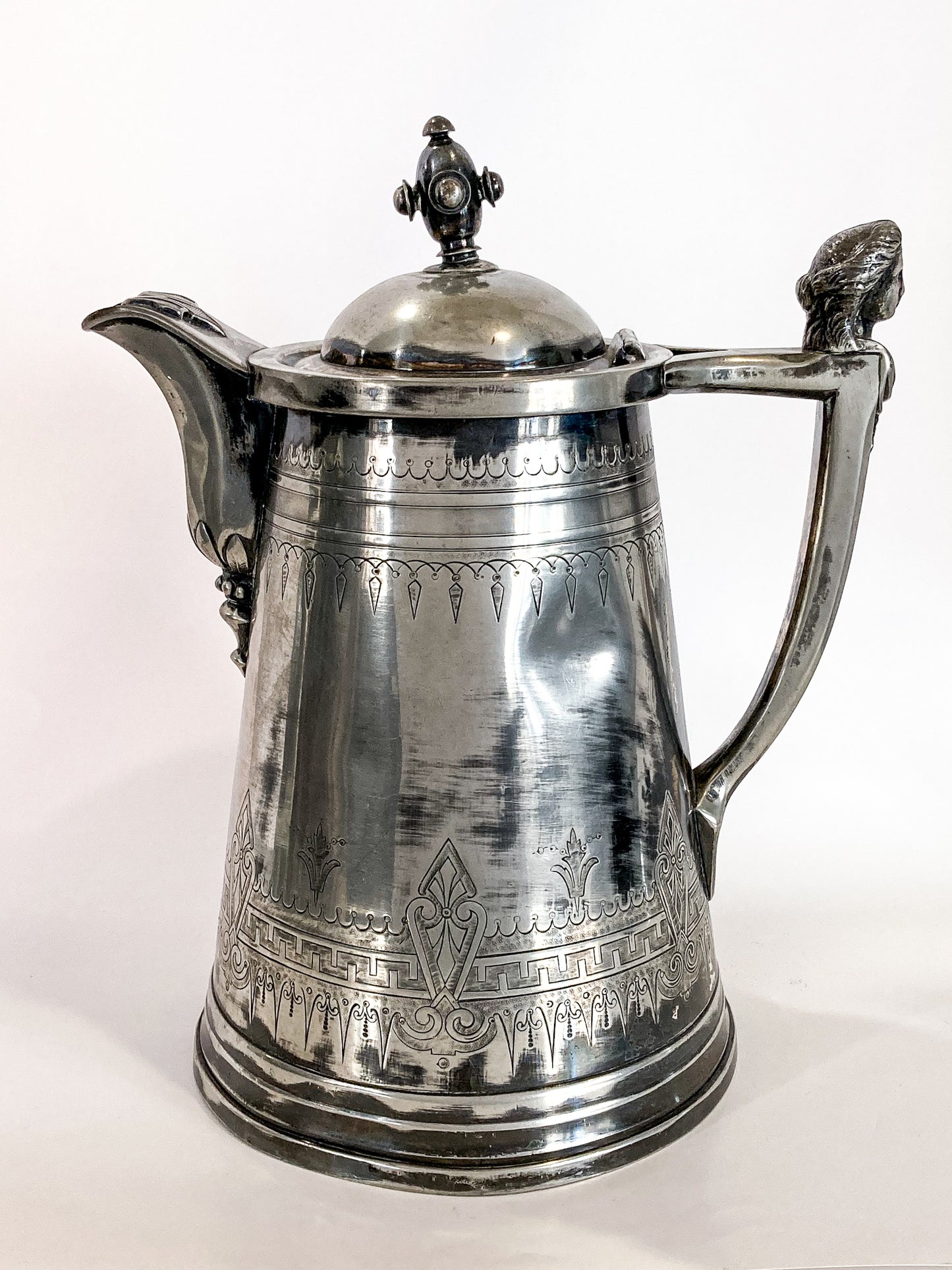 Beautiful Antique C1870 Silver Plated Cold Water Meriden Tankard Pitcher Profile 1
