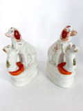 Antique Pair Rare Staffordshire Cat and Spaniel Dog Porcelain Figurines Side 3