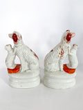 Antique Pair Rare Staffordshire Cat and Spaniel Dog Porcelain Figurines Side 4