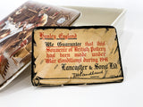 Vintage Sairey Gamp Lancaster Sandland Porcelain Rectangular English Trinket Box Close Up Paper