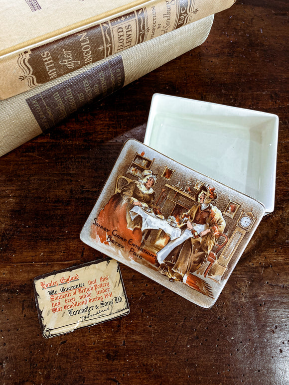 Vintage Sairey Gamp Lancaster Sandland Porcelain Rectangular English Trinket Box