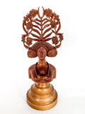 Vintage Floral Headdress Female Hand Carved Teak Wooden Sculpture 1