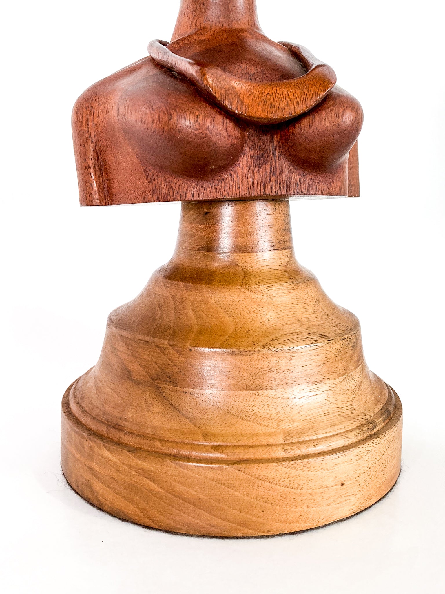 Vintage Floral Headdress Female Hand Carved Teak Wooden Sculpture 10