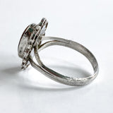 Vintage Mexico Sterling Silver Oval Faux Tiger Eye Wood Filigree Ring Side 3