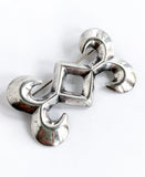 Vintage Navajo Silver Bowtie Swirl Symmetry Shape Brooch Pin Jewelry Front