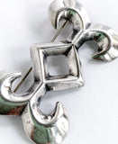 Vintage Navajo Silver Bowtie Swirl Symmetry Shape Brooch Pin Jewelry Close Up