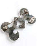 Vintage Navajo Silver Bowtie Swirl Symmetry Shape Brooch Pin Jewelry Back